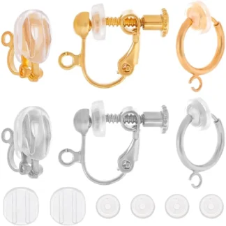 48 Uds. Convertidores de pendientes Clip en accesorios de pendientes almohadillas de silicona a granel para pendientes 24 Uds cojines 24 Uds kit de fabricación