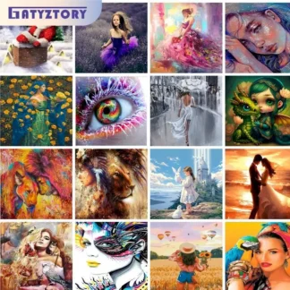 GATYZTORY-Kit de pintura por números para niñas, pintura al óleo pintada a mano sobre lienzo, Ideas Diy, manualidades para decoración del hogar
