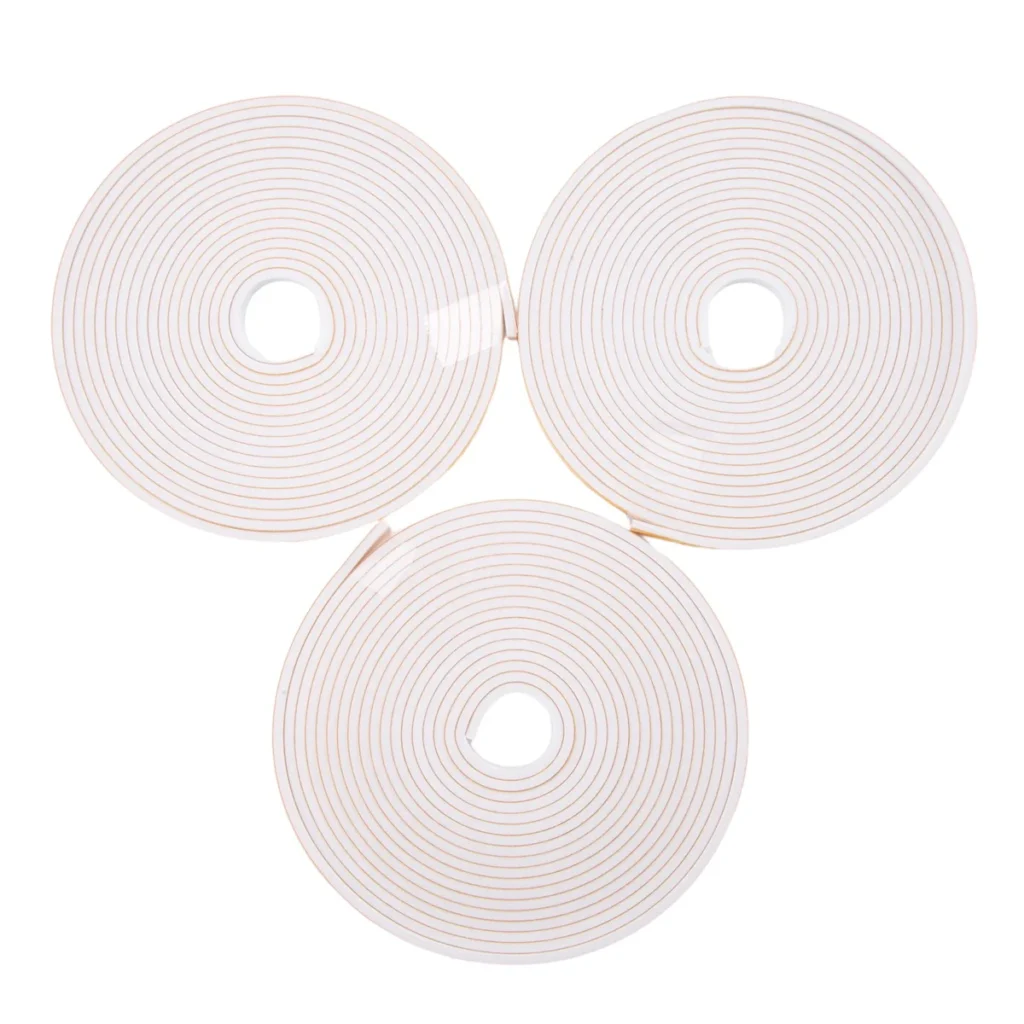 Cinta de espuma autoadhesiva para puerta, ventana, sellado de puerta, burlete, 6 mm de ancho x 3 mm de grosor, 3 piezas cada color blanco