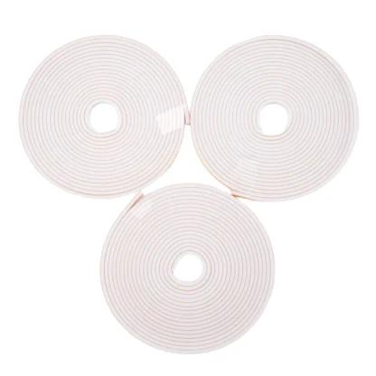 Cinta de espuma autoadhesiva para puerta, ventana, sellado de puerta, burlete, 6 mm de ancho x 3 mm de grosor, 3 piezas cada color blanco