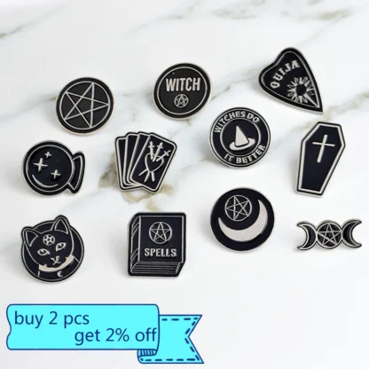 Mejor hechizo de bruja ouija, alfileres de luna negra, insignias, broches, alfiler de solapa, pin esmaltado, mochila, bolso, accesorios, pin de bruja, las brujas hacerlo