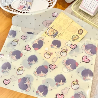 Bolsa de archivo A4 de dibujos animados de amor y espacio profundo, bolsa de almacenamiento de papelería de papel de prueba transparente, regalo de Xavier Rafayel Shen Xinghui Qi Yu