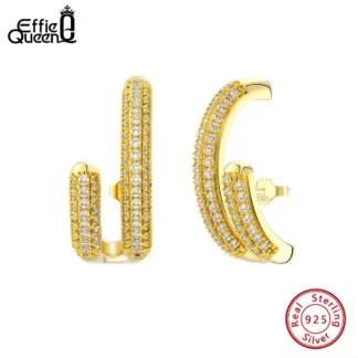 Effie Queen-pendientes de aro de Plata de Ley 925 hechos a mano para mujer, aretes de oro de 14K, circonita cúbica, joyería hermosa, SE391