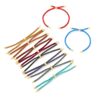 Cordón trenzado de nailon con accesorios deslizantes de Color dorado, Material de fabricación de pulseras ajustables, accesorios para hacer joyería DIY, 10 Uds.