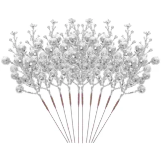 Guirnalda de flores de piezas para decoración de oficina, ramas de bayas artificiales de imitación, tallo falso de espuma, 10 unidades