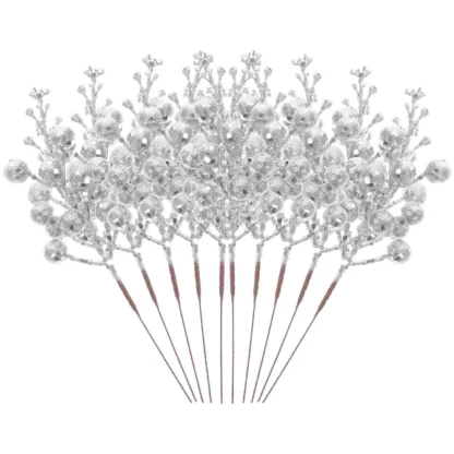 Guirnalda de flores de piezas para decoración de oficina, ramas de bayas artificiales de imitación, tallo falso de espuma, 10 unidades