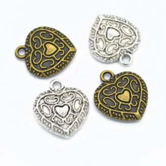 60 uds dijes 16*14mm bonitos dijes de corazón para fabricación de joyería DIY accesorios de joyería dijes de aleación F0612