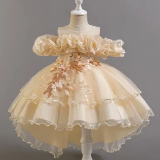 Vestido de fiesta de malla de encaje sin mangas para niñas, vestidos de flores para bodas, vestido de fiesta de verano para niñas de 2 a 12 años, moda