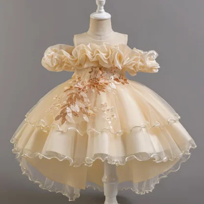Vestido de fiesta de malla de encaje sin mangas para niñas, vestidos de flores para bodas, vestido de fiesta de verano para niñas de 2 a 12 años, moda