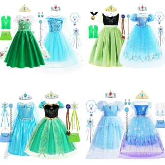 Elsa Dress for Girl Fancy Christmas Dress Girls Princess Halloween Anna Costume 4 5 6 7 8 9 10 Years