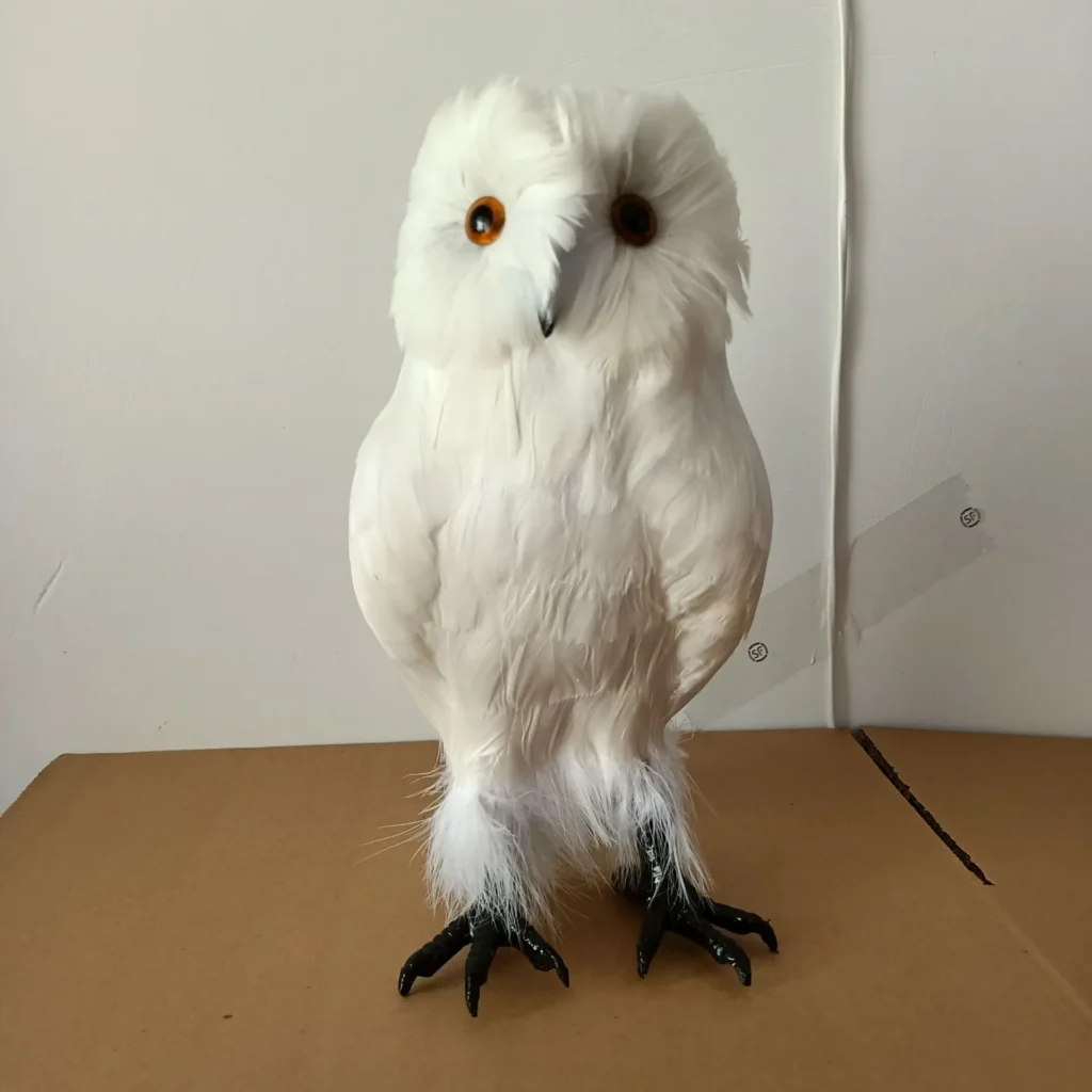 Espuma grande y pluma, búho blanco, pájaro duro, modelo prop, decoración del jardín del hogar, regalo, alrededor de 30cm