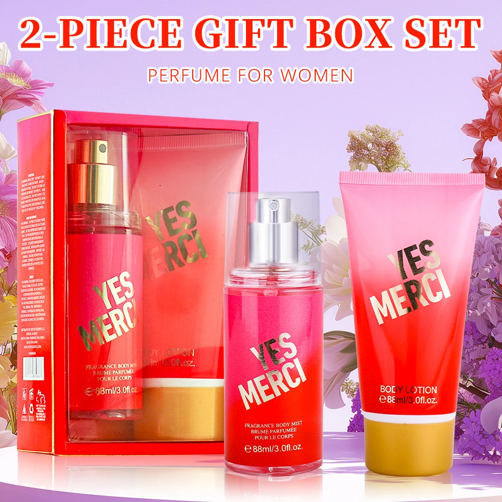 Conjuntos de fragancias para mujer, niebla corporal y loción corporal, colección de 2 piezas, regalo largo