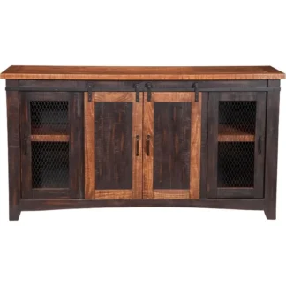 Martin Svensson Home Santa Fe Mueble para TV de madera maciza, 65", pino viejado y negro antiguo