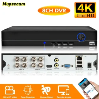 Grabador de vídeo híbrido DVR de 8 canales 6 en 1, grabadora de vídeo de Ultra alta definición para cámara analógica AHD, cámaras de 8MP y 5MP, videovigilancia DVR XMeye