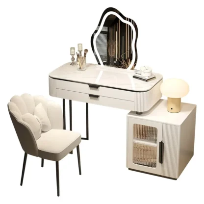Tocador blanco De lujo, elegante Silla De almacenamiento, tocador De maquillaje, espejo moderno, muebles para el hogar