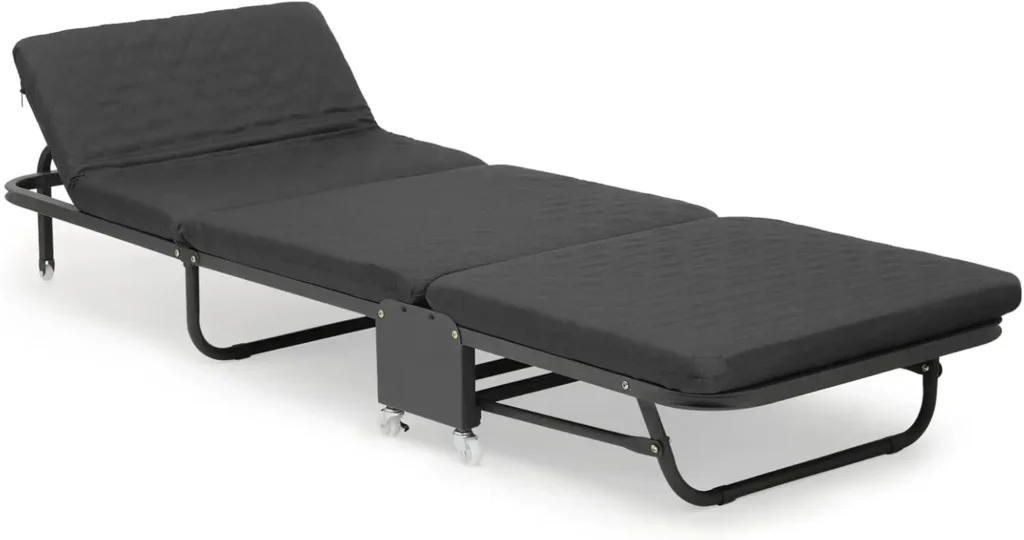 Colección de cuna plegable para adulto con colchón cómodo, cama plegable portátil con ruedas