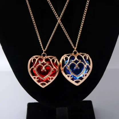 Zeldas Link Skyward espada corazón rojo collar contenedores de corazón corazones de cristal piedras colgante collar para Mujeres Hombres joyería