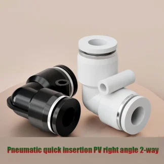 Junta neumática PV en ángulo recto, codo de plástico de 90 grados PV 04 06 08 10 12 16mm, conector rápido de tubería de Gas, 2 piezas, negro/blanco