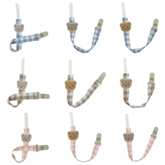 Clip para chupete bebé con oso bordado dibujos animados, soporte para chupete lactancia, cadena mordedor