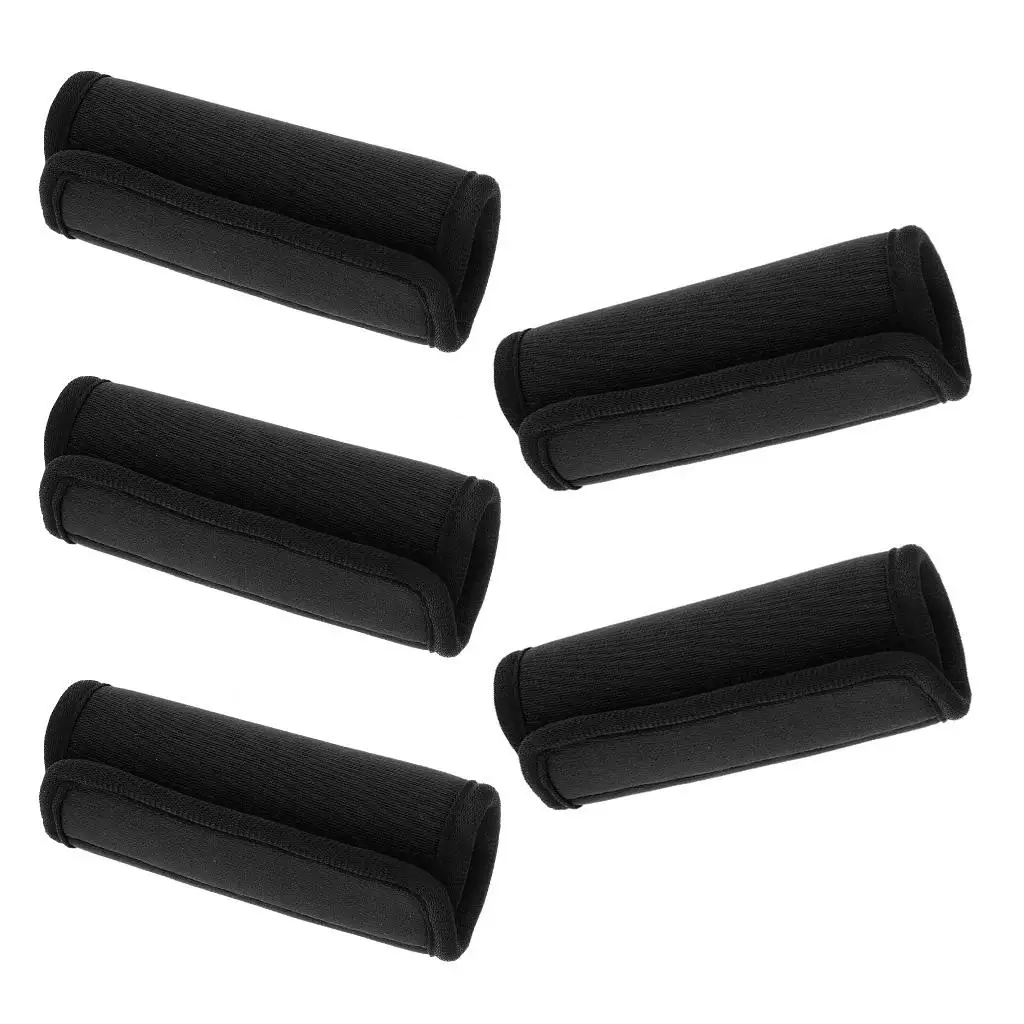 Paquete de 5 etiquetas de identificación de cubierta/envolturas cómodas con asa para maleta de equipaje, color negro
