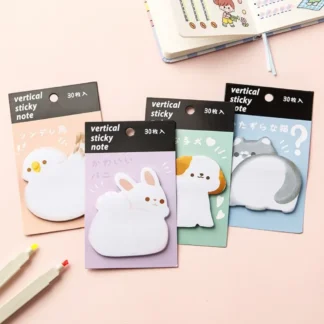 Bloc de notas adhesivas de dibujos animados Kawaii, Bloc de notas de animales, papelería