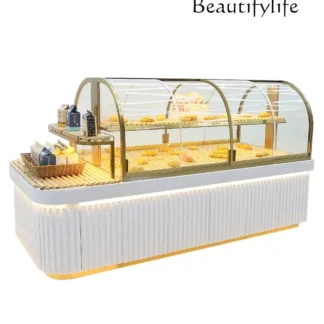Vitrina de panadería de productos Gabinete de isla media de vidrio simple de sentido avanzado