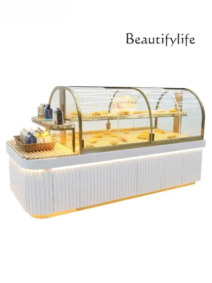 Vitrina de panadería de productos Gabinete de isla media de vidrio simple de sentido avanzado