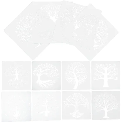 Plantilla de árbol de la vida de 12 hojas, plantilla de pintura hueca, herramienta artesanal de patrón de dibujo DIY