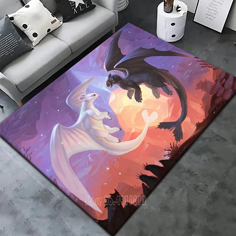 Alfombra HD de dibujos animados de Disney cómo entrenar a tu dragón, decoración de 120x160cm para sala de estar, dormitorio, sofá, baño, alfombra para niños