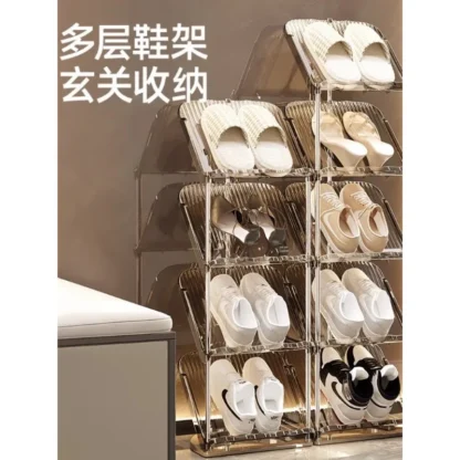 Zapatero simple de lujo ligero, artefacto de almacenamiento, puerta de casa, casa de alquiler, soporte de zapatos ultraestrecho multicapa