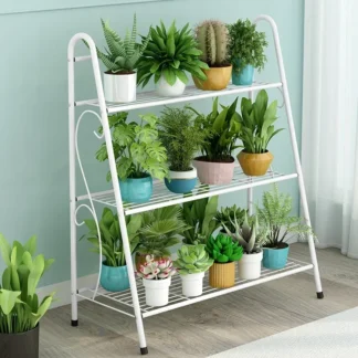 Estante de flores con soporte de hierro de tres capas para macetas, soporte de suelo, Zapatero, exhibición de artículos diversos, muebles de balcón y jardín