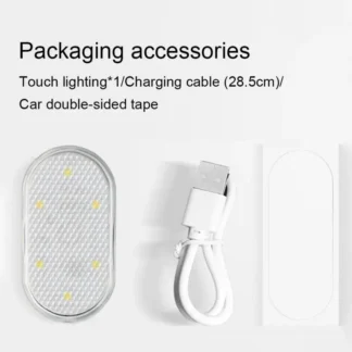 Luz de emergencia para techo de vehículo con carga Usb, diseño colorido de una sola pieza, luz sensible al tacto Interior del coche, duradera