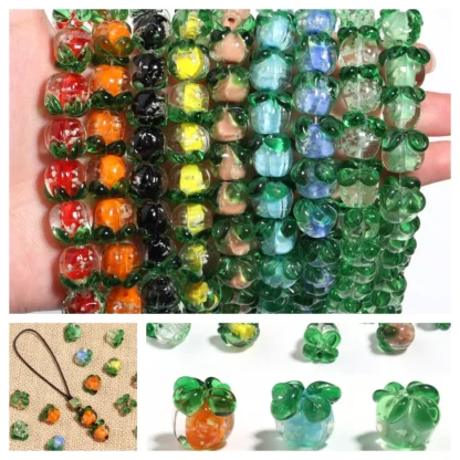 10 unids/lote de cuentas de caqui de cristal luminosas, 11x13mm, espaciadores de Murano de colores claros, cuentas DIY, joyería, colgante, pulsera, accesorios