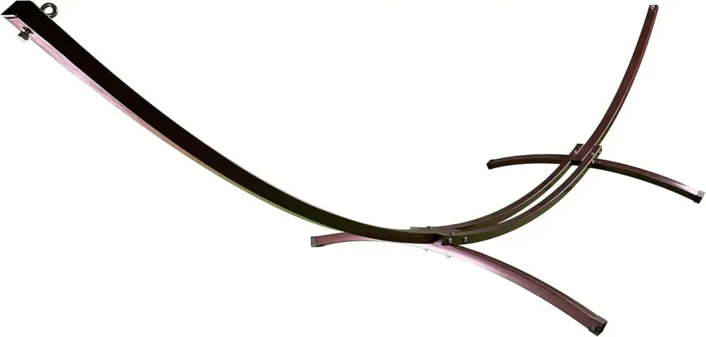 Soporte para hamaca de arco de acero galvanizado con recubrimiento en polvo para interiores/exteriores de 15 pies. Soporte más fuerte para cama de hamaca individual/doble. (Marrón)