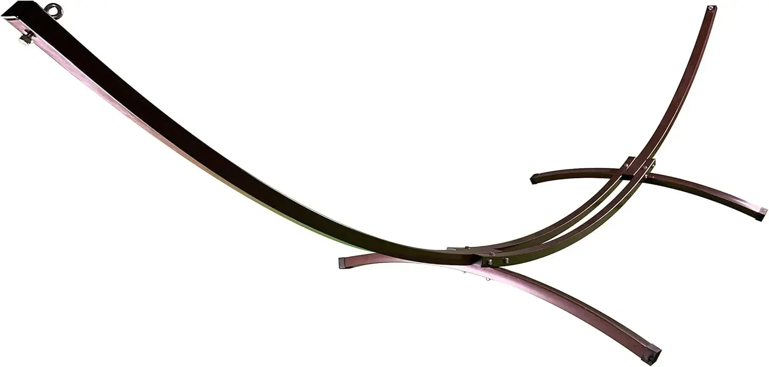 Soporte para hamaca de arco de acero galvanizado con recubrimiento en polvo para interiores/exteriores de 15 pies. Soporte más fuerte para cama de hamaca individual/doble. (Marrón)