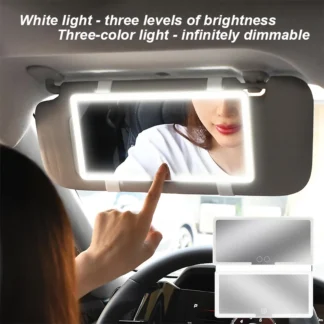 Espejos de maquillaje interiores HD para coche, luz de relleno regulable recargable, pantalla táctil, placa de visera, espejo retrovisor Interior para niñas y mujeres