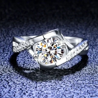 Moissanita oro 18K PT950 platino D color VVS1 diamante mujer anillo brazo torcido Ángel beso anillo de compromiso