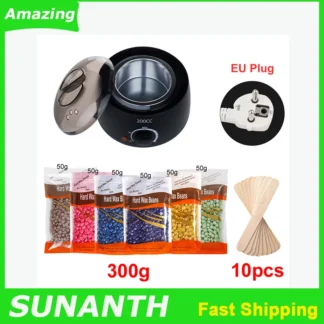 Herramienta de depilación inteligente, calentador de cera para manos y pies, depiladora para el cuidado de la piel, Kit de máquina de cera de parafina + granos de cera, 200ml
