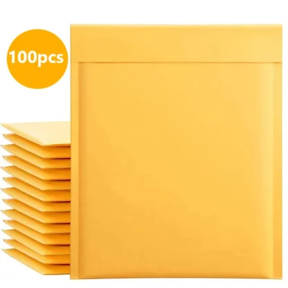 Sobres de Papel Kraft para envío de paquetes, sobres de burbujas, bolsa de embalaje, 100 piezas