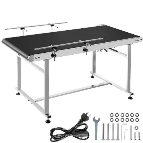 Longitud del transportador de cinta 59 pulgadas, ancho de cinta transportadora de PVC 23,6 pulgadas, transportador motorizado transportador de transporte industrial con doble