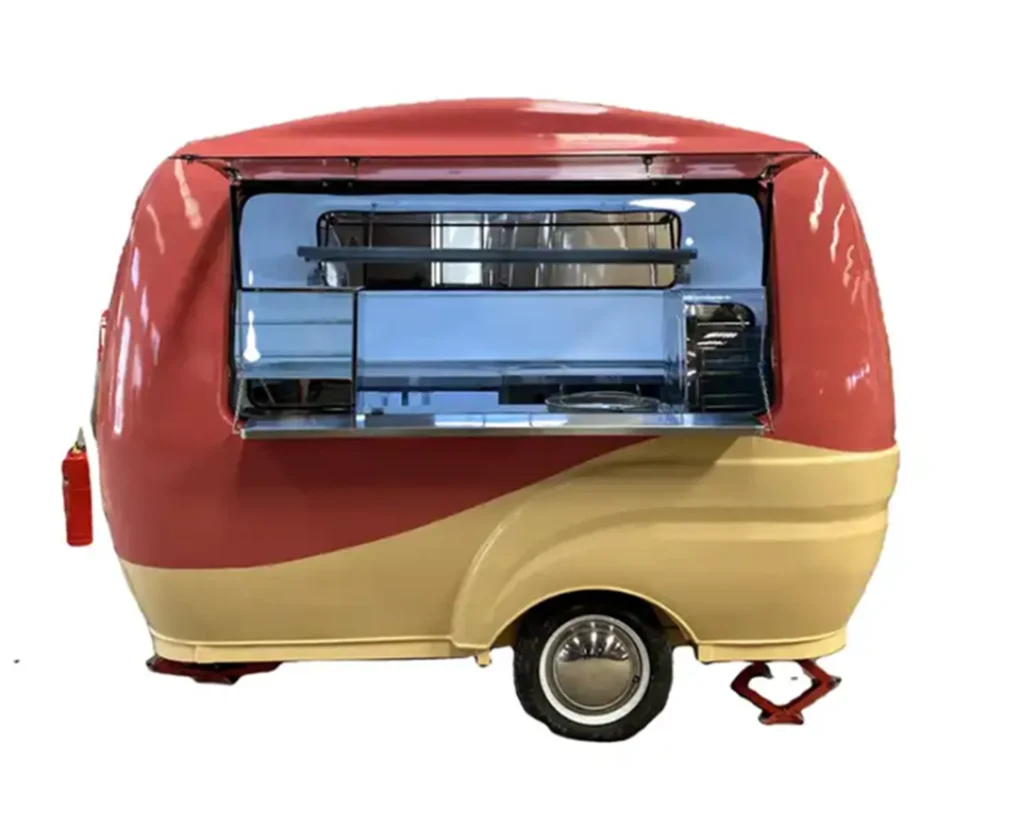 Remolque de Catering móvil de lujo, hamburguesa, furgoneta, Hotdog, carrito de comida, refrigerador, helado, camión de comida con exprimidor de cocina completo, barra de café