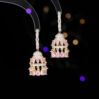 Pendientes colgantes de campana con borlas de circón cúbico de lujo, joyería de moda para mujer, pendientes indios Jhumka Jhumki 2025, pendientes de diamantes de imitación de cristal, regalos