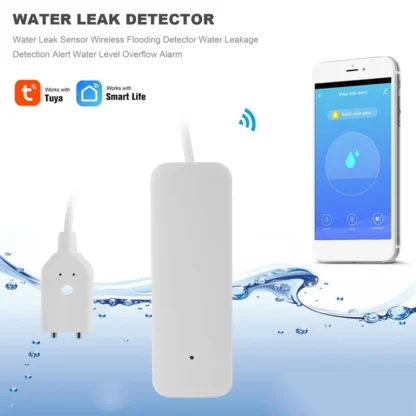 Tuya Zigbee Sensor de fugas de agua, Detector de inundación inalámbrico, alerta de detección de fugas de agua, alarma de desbordamiento de nivel de agua