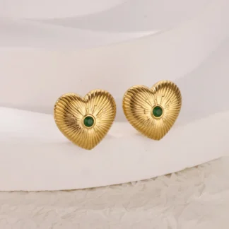Pendientes con forma de corazón de circón para mujer, aretes femeninos bonitos de acero inoxidable, Color dorado, nueva tendencia, regalo de joyería para boda