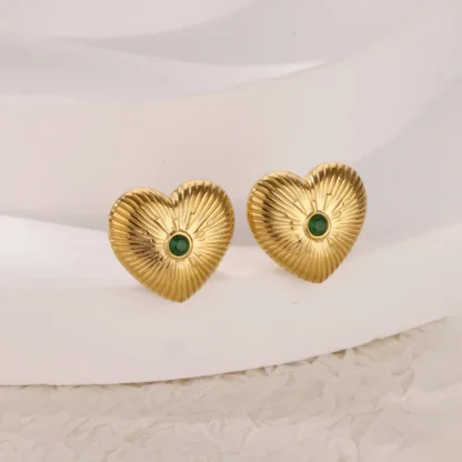 Pendientes con forma de corazón de circón para mujer, aretes femeninos bonitos de acero inoxidable, Color dorado, nueva tendencia, regalo de joyería para boda