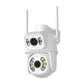 Cámara Wifi PTZ 4K de 6MP, lente Dual con pantalla Dual, detección humana Ai, seguimiento automático, cámara inalámbrica para exteriores, enchufe de la UE