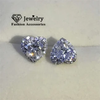 CC-pendientes de plata 925 con circonita cúbica para mujer, joyería nupcial con forma de corazón, aguja, compromiso, envío directo, CCE663