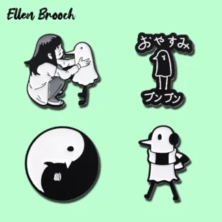 Alfileres esmaltados de dibujos animados, insignias de solapa de Anime, regalo de joyería inspiradora para amigos, Goodnight, Pung