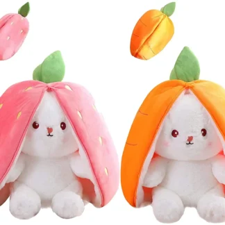 Conejo de Pascua de peluche para niños, de 2 piezas conejo de peluche suave, regalo de 7 ", fresa + zanahoria