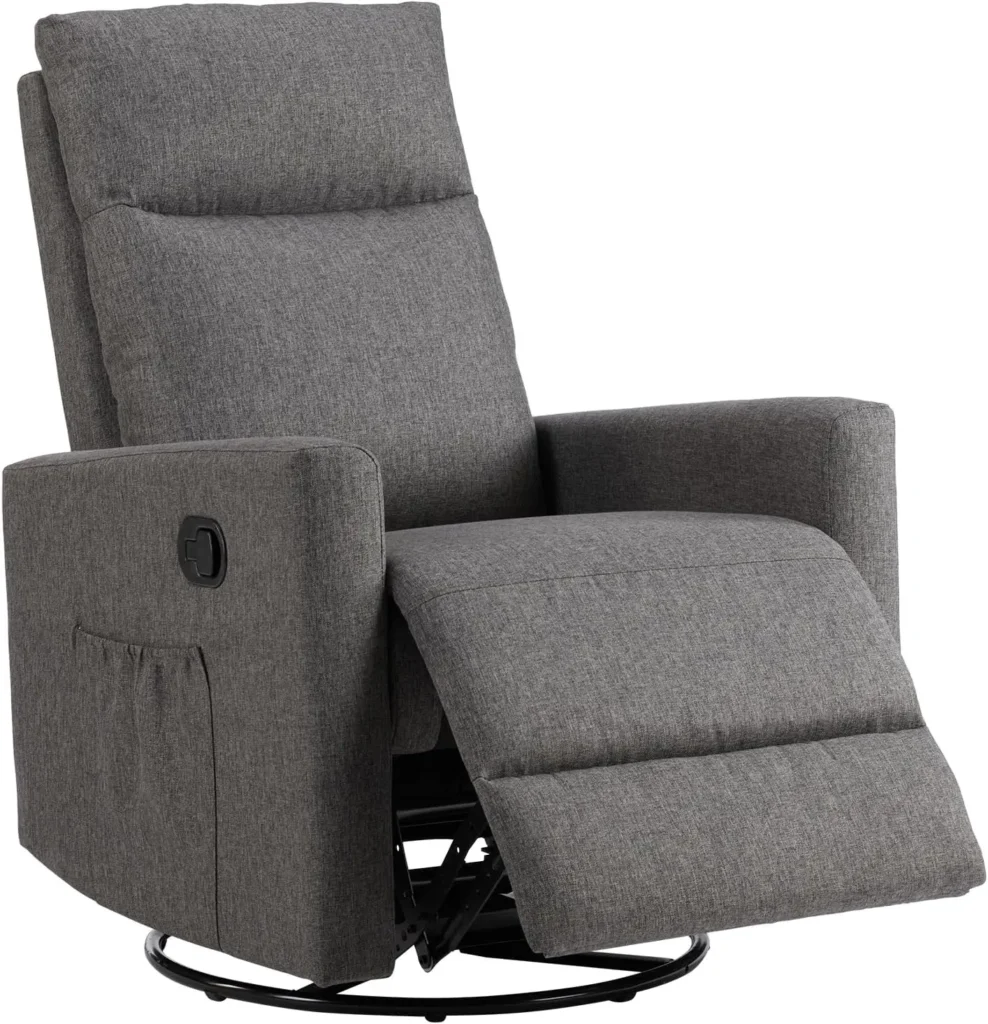 Sillón reclinable, mecedora giratoria, sillón reclinable planeador, silla de guardería con reposapiés extra grande para sala de estar, respaldo alto, Upho